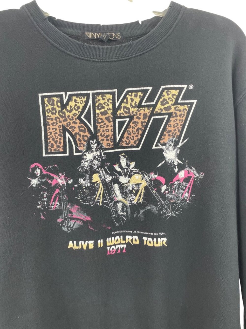 The Vinyl Icons Kiss Alive II 1977 World Tour Black Graphic Sweatshirt Womens M - Picture 3 of 8